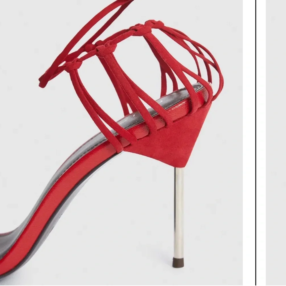 NWOB Reiss Zhane Strappy Ankle Tie in red - Picture 4 of 12